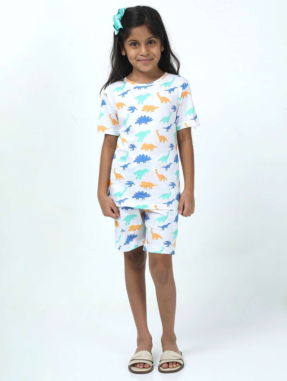 girls printed t-shirt and short set
