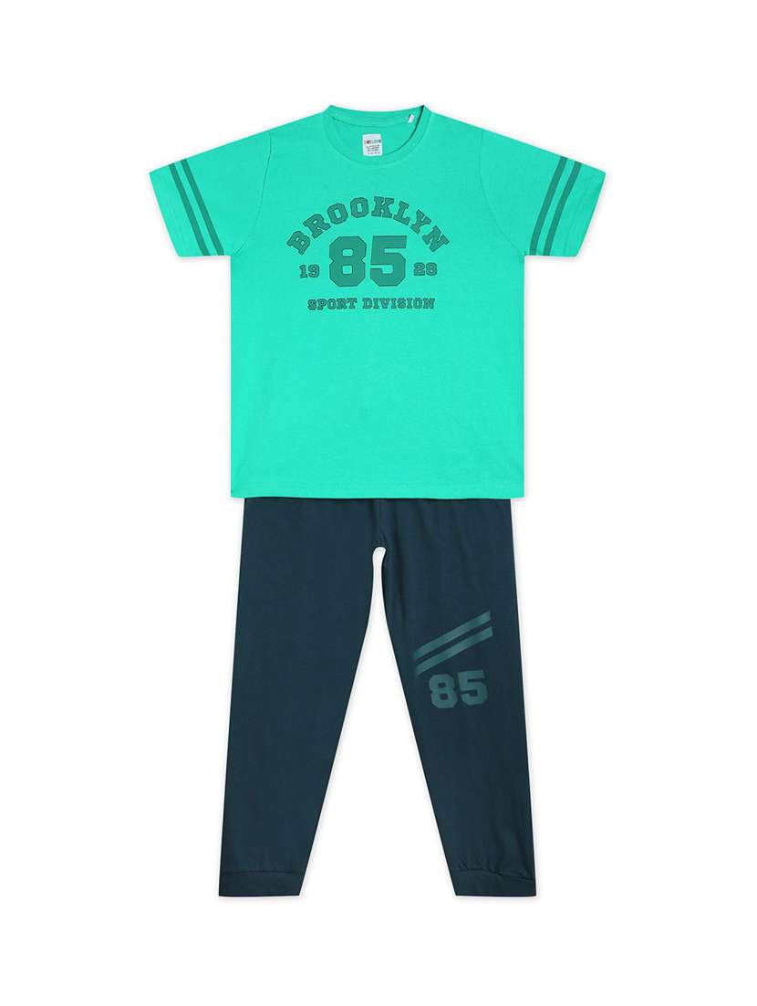 girls printed short sleeve t-shirt and jogger set