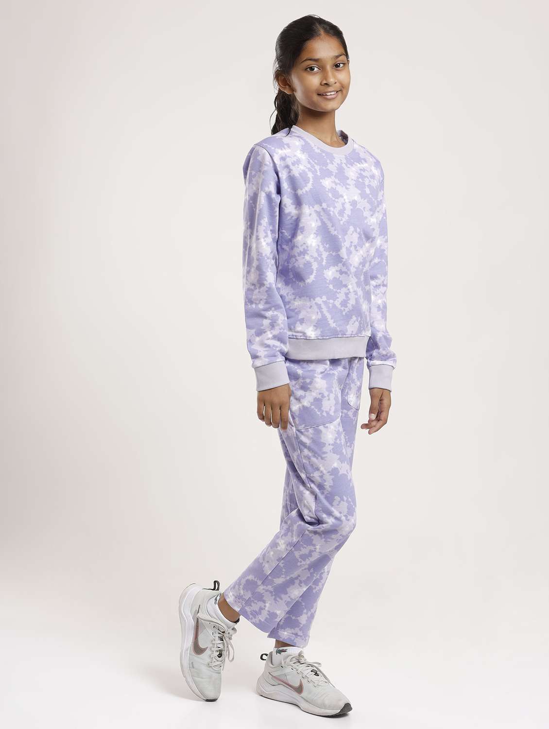 girls printed long sleeve full length set