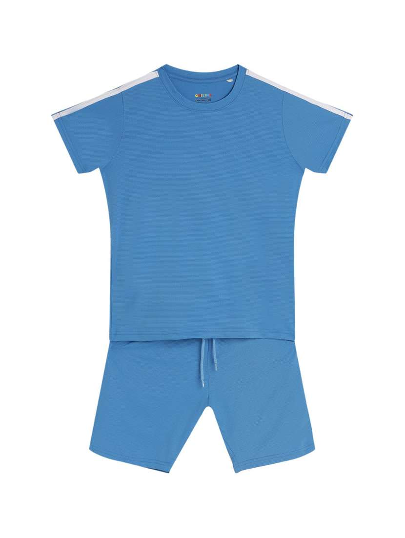 girls solid t-shirt and short set