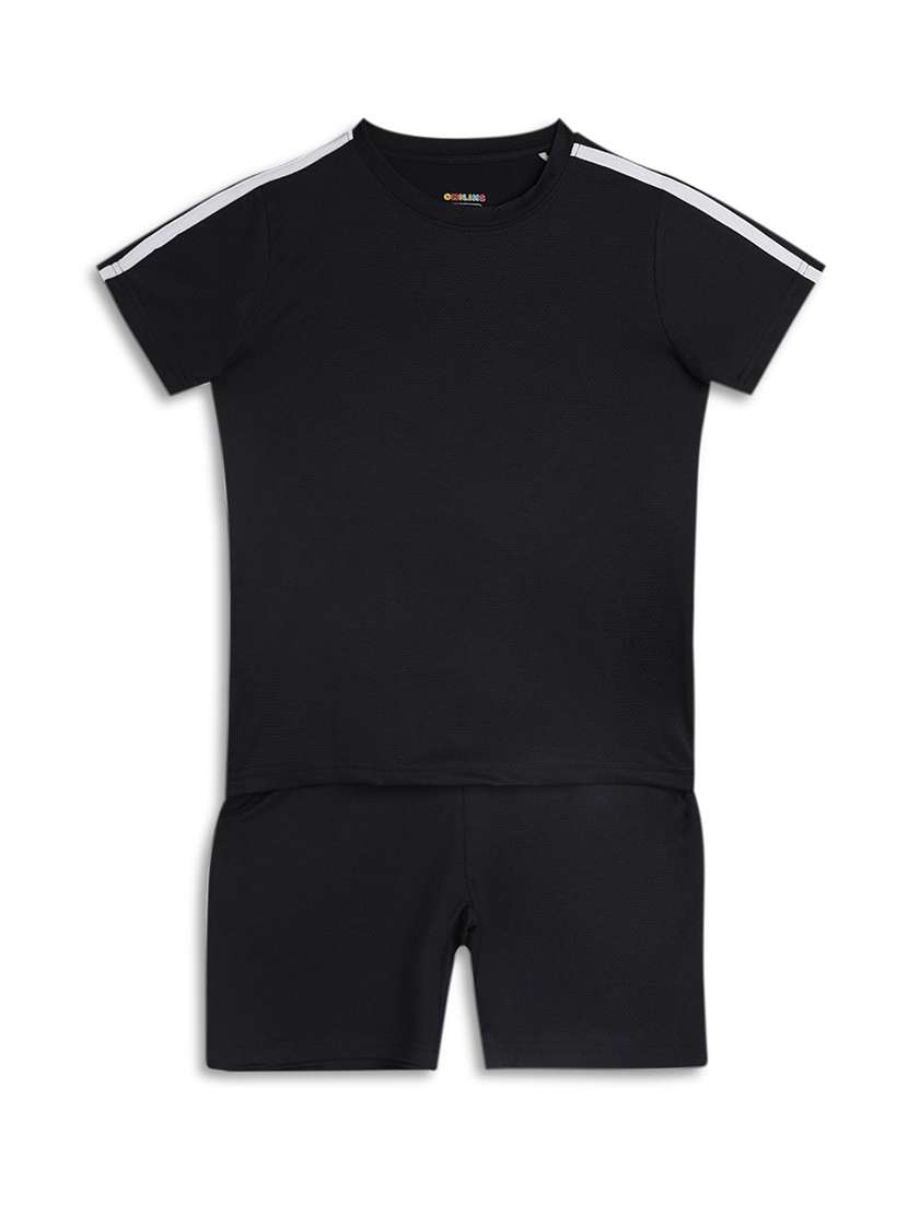 girls solid t-shirt and short set