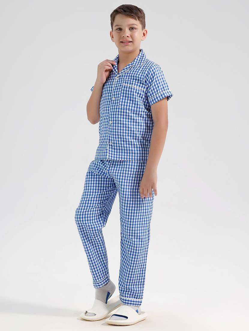 boys checkered nightwear pyjama set