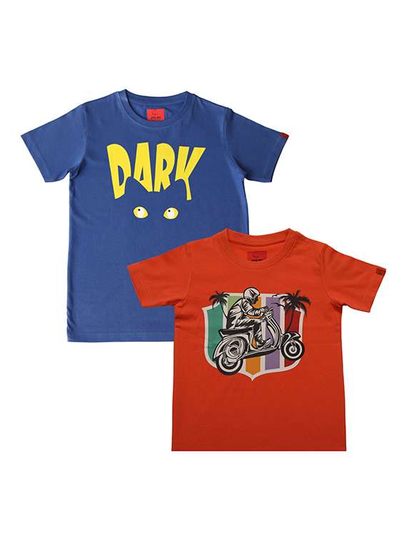 boys pack of 2 printed short sleeve t-shirt