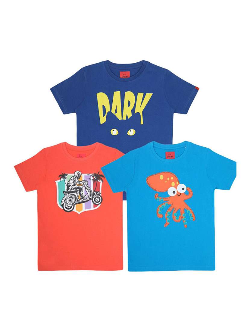 boys pack of 3 printed short sleeve t-shirt