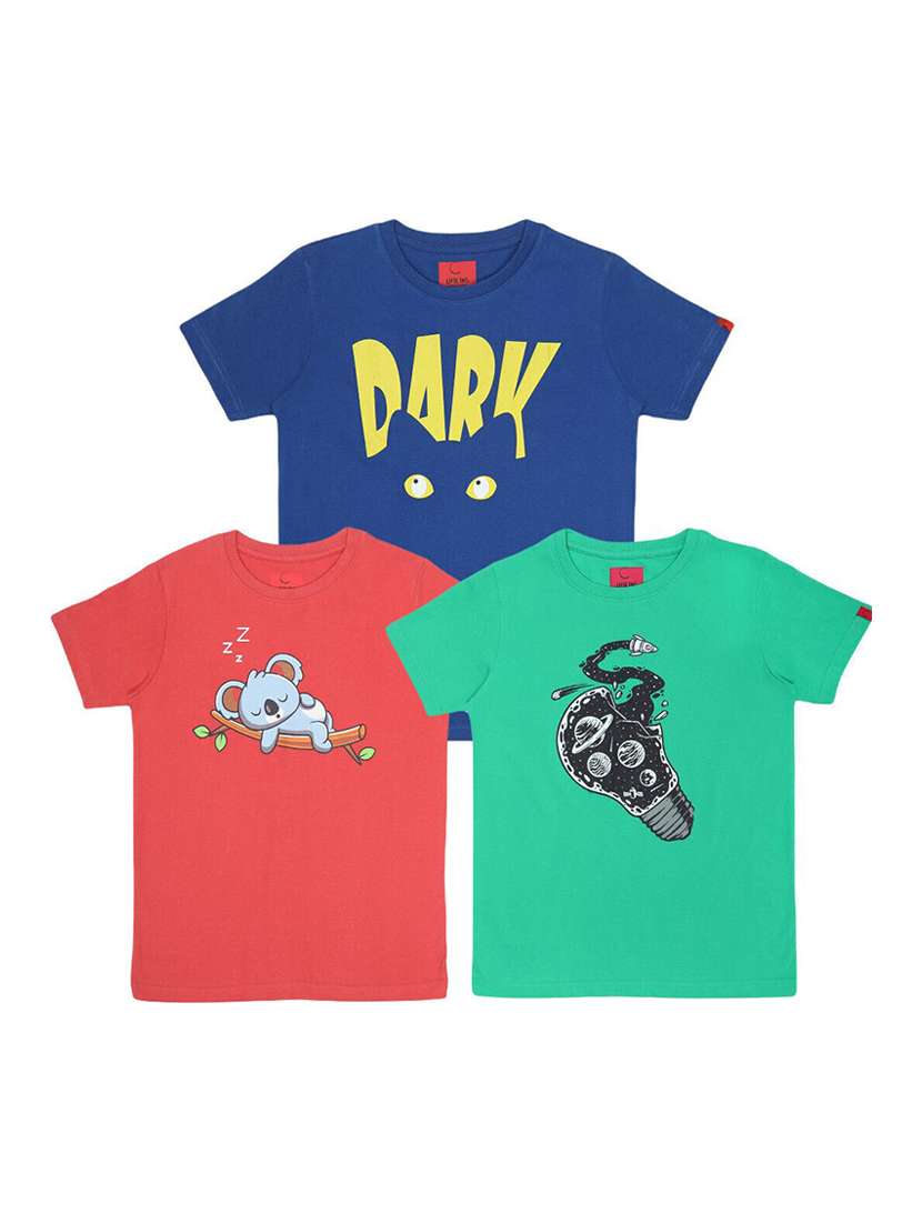 boys pack of 3 printed short sleeve t-shirt