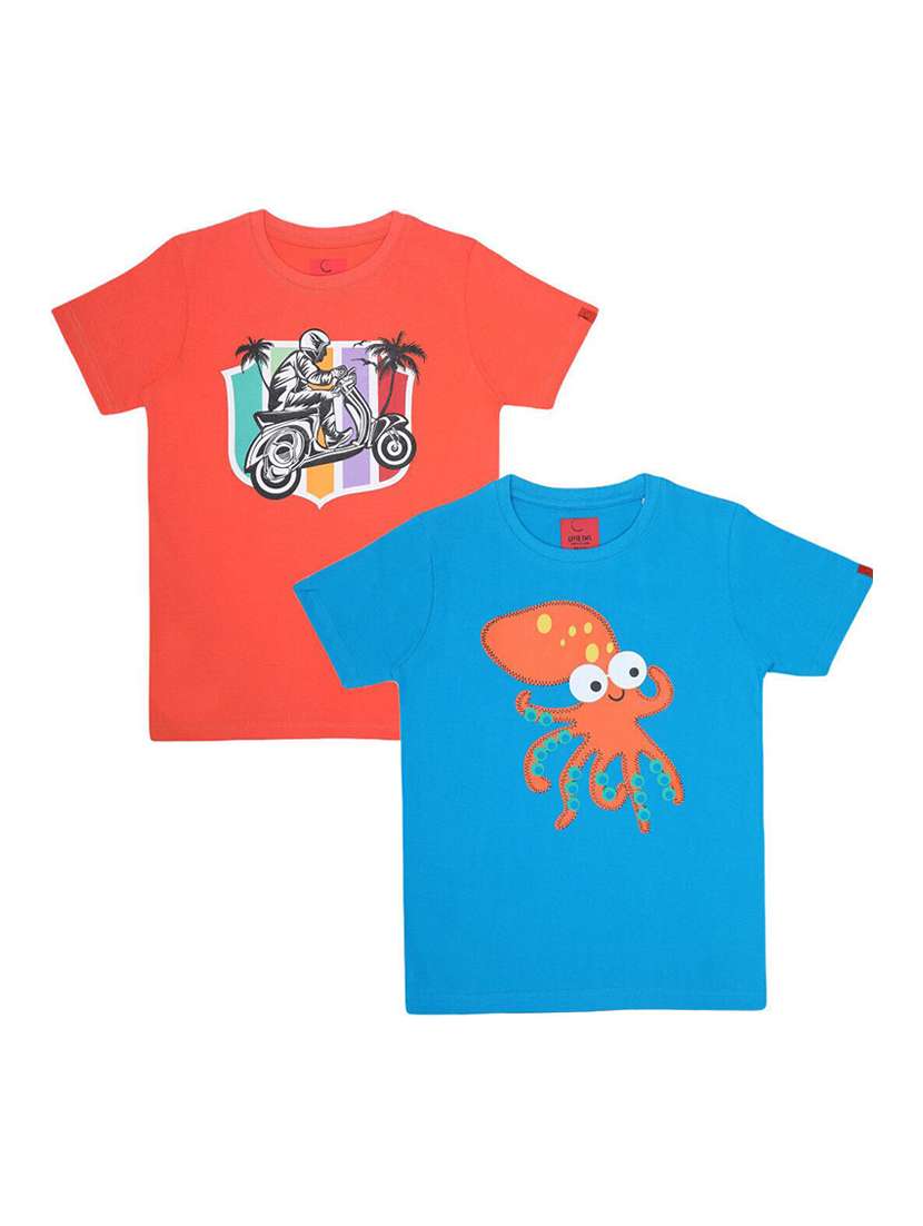 boys pack of 2 printed short sleeve t-shirt