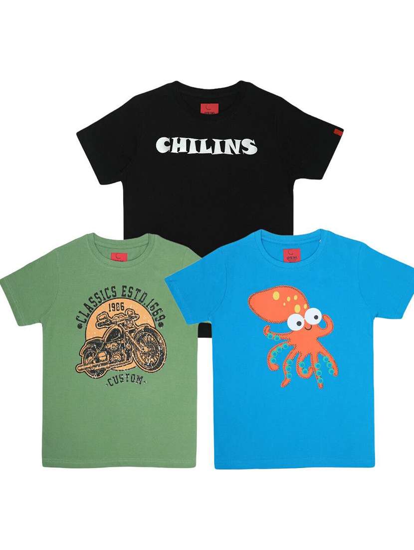 boys pack of 3 printed short sleeve t-shirt