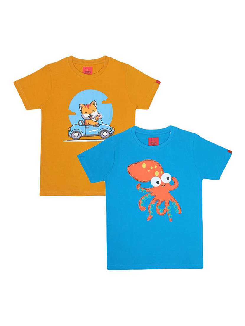 boys pack of 2 printed short sleeve t-shirt