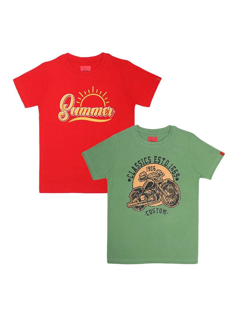 boys pack of 2 printed short sleeve t-shirt