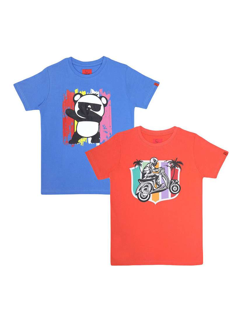boys pack of 2 printed short sleeve t-shirt