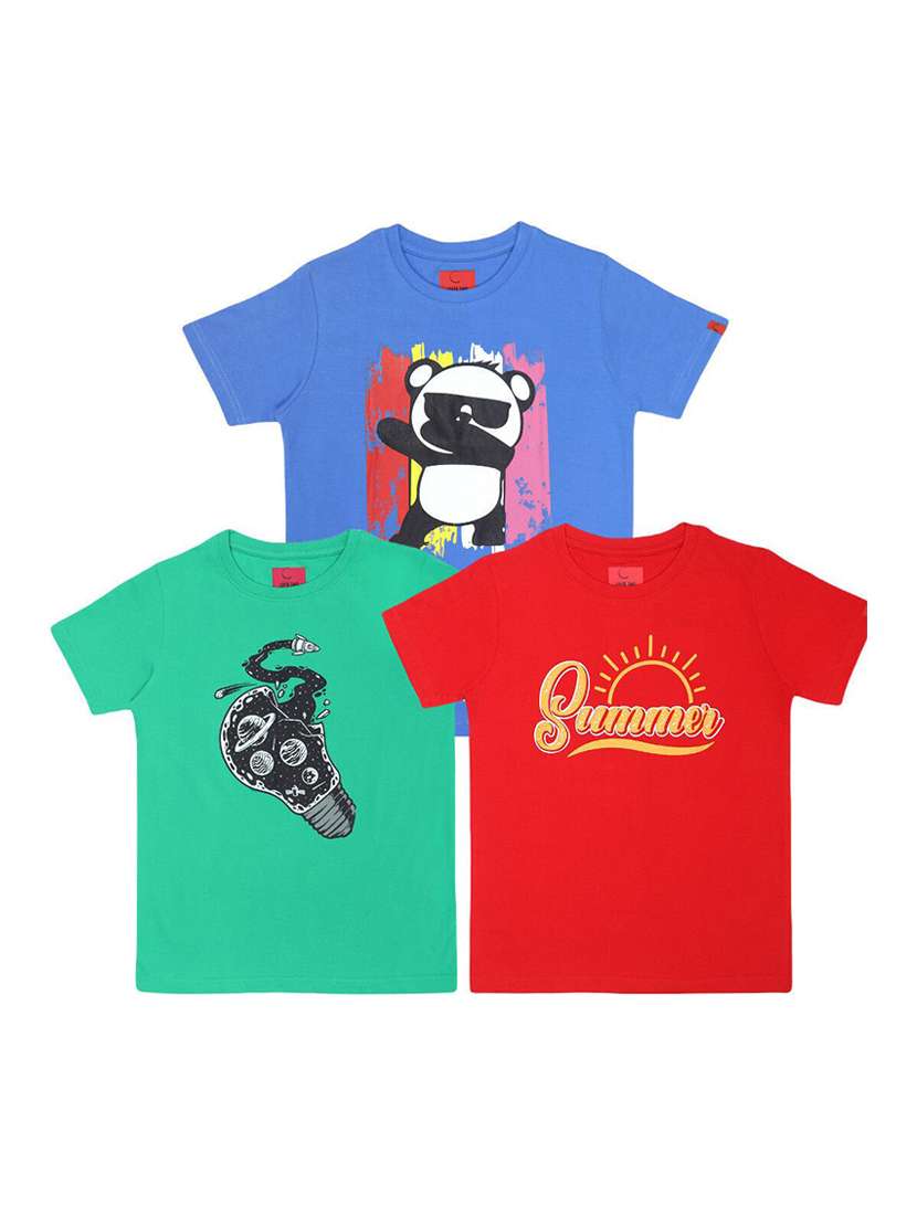 boys pack of 3 printed short sleeve t-shirt