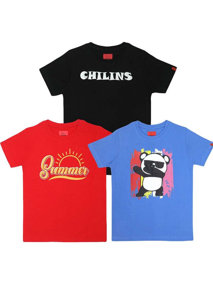boys pack of 3 printed short sleeve t-shirt