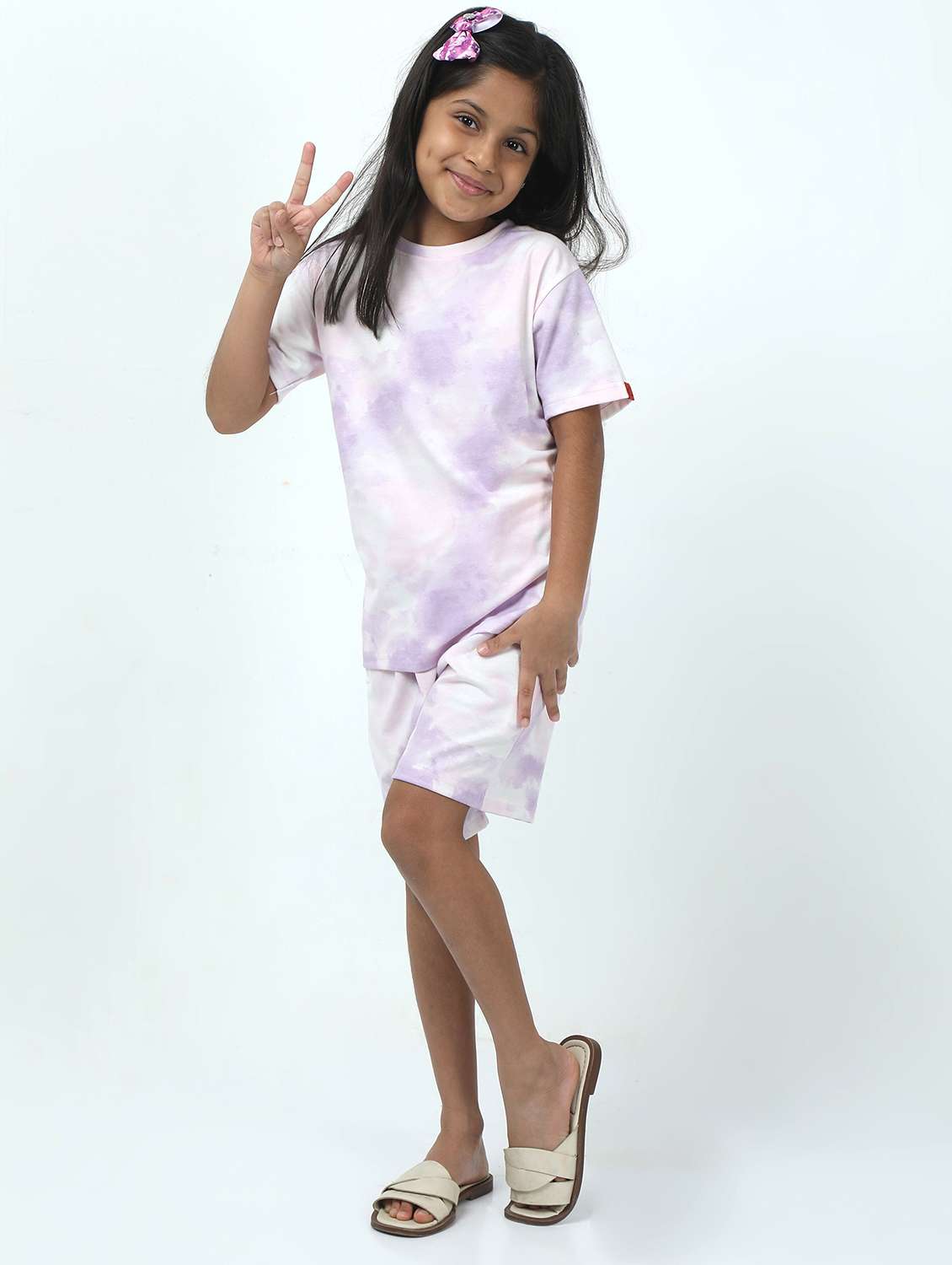 girls printed t-shirt and short set