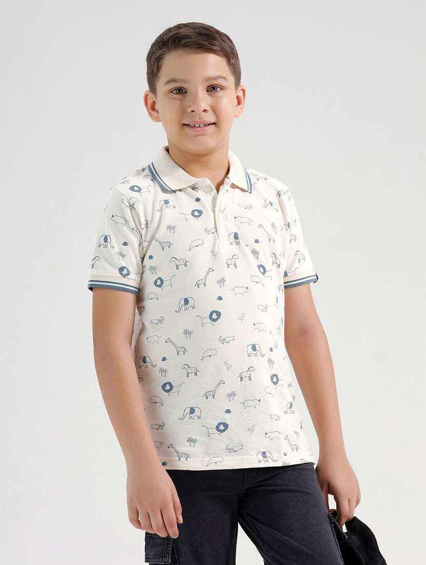 boys printed short sleeve polo t-shirt