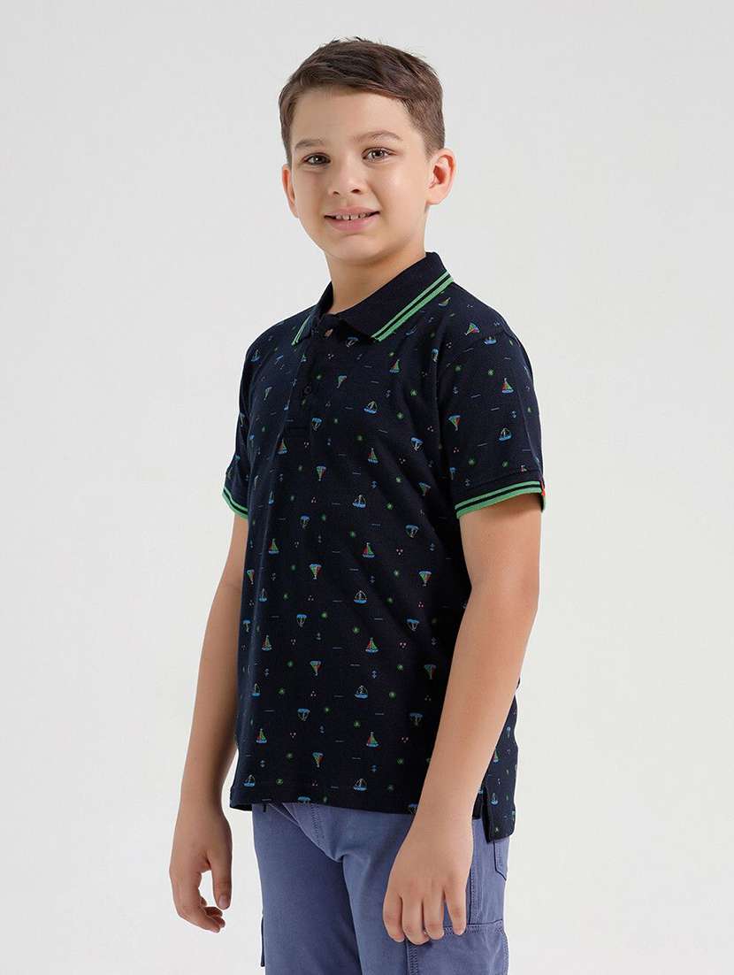 boys printed short sleeve polo t-shirt