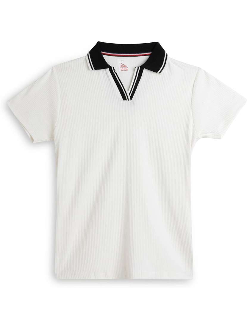 girls solid short sleeve polo tee