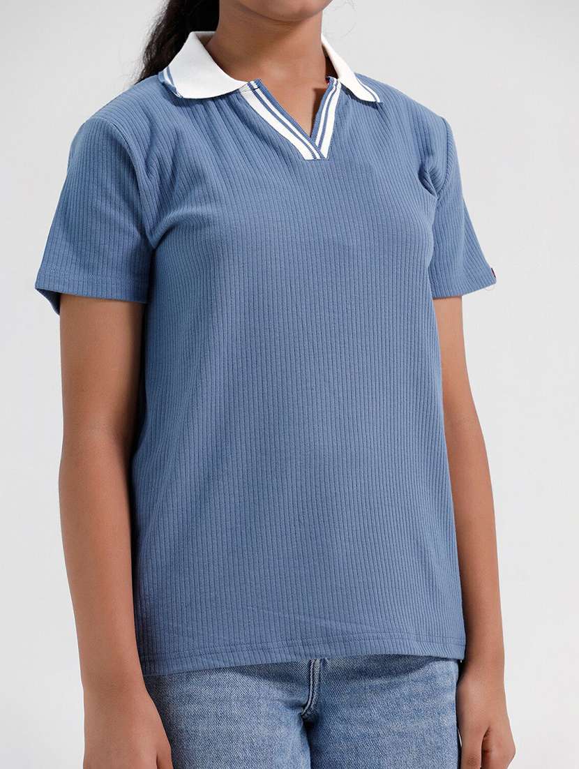 girls solid short sleeve polo tee - 22272401 -  Standard Image - 3