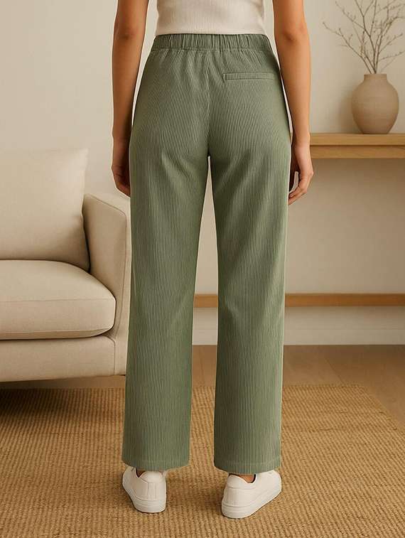 women solid mid rise straight trouser - 22272451 -  Standard Image - 3