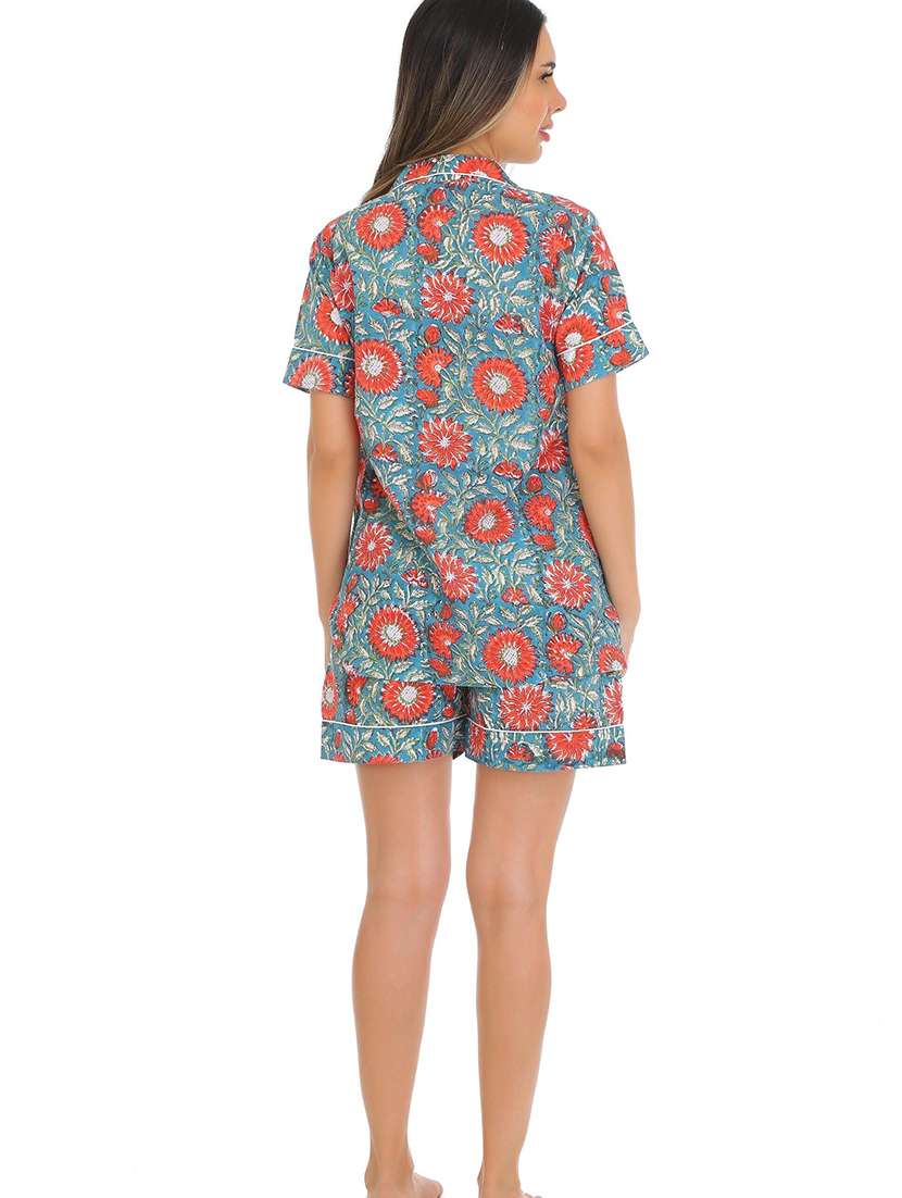 women printed nightwear shorts set - 22272458 -  Standard Image - 3