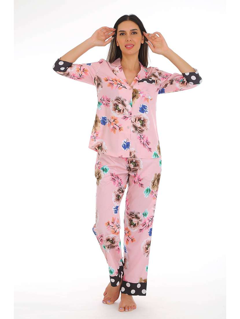 women printed nightwear pyjama set