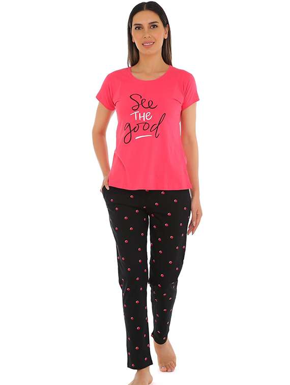 women printed nightwear pyjama set