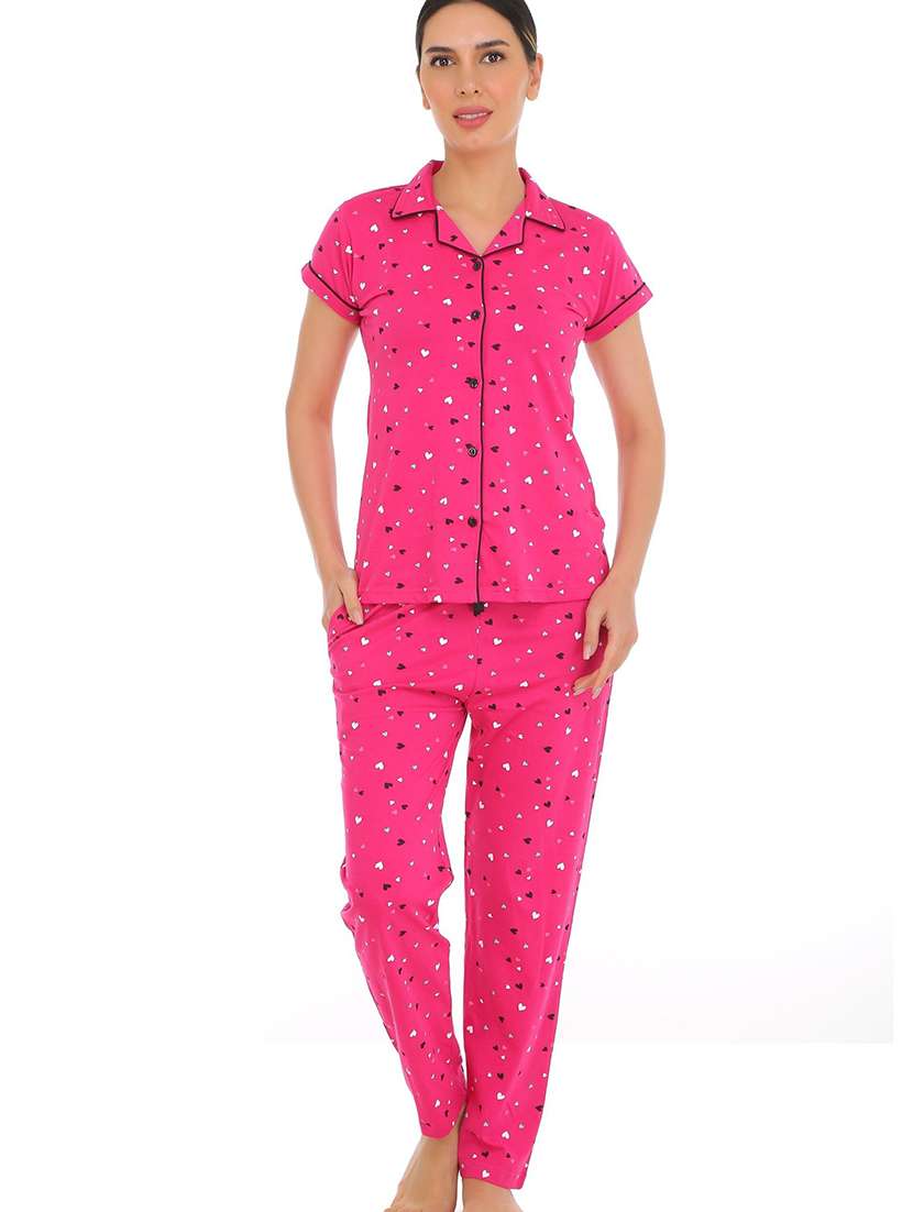 women printed nightwear pyjama set