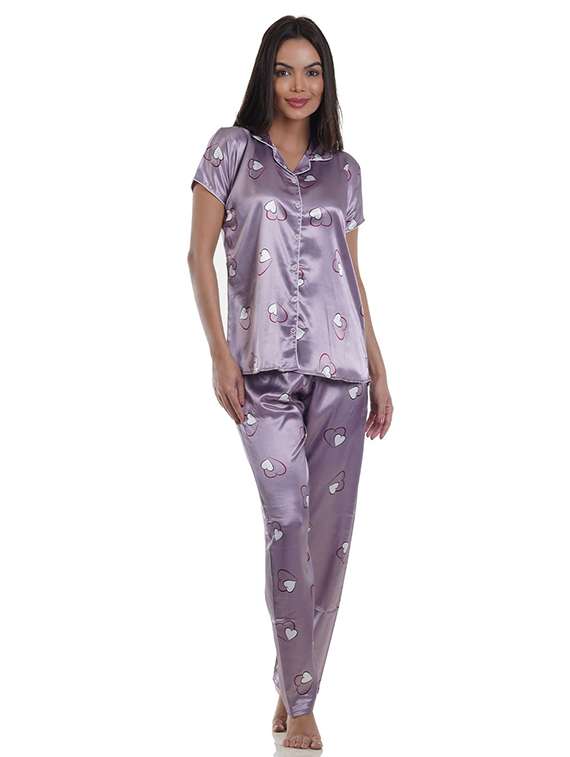 women printed short sleeve pyjama set nightwear 