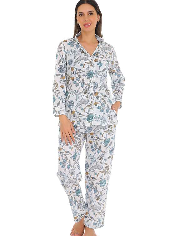 women printed nightwear pyjama set