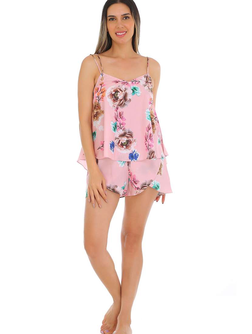 women printed nightwear shorts set