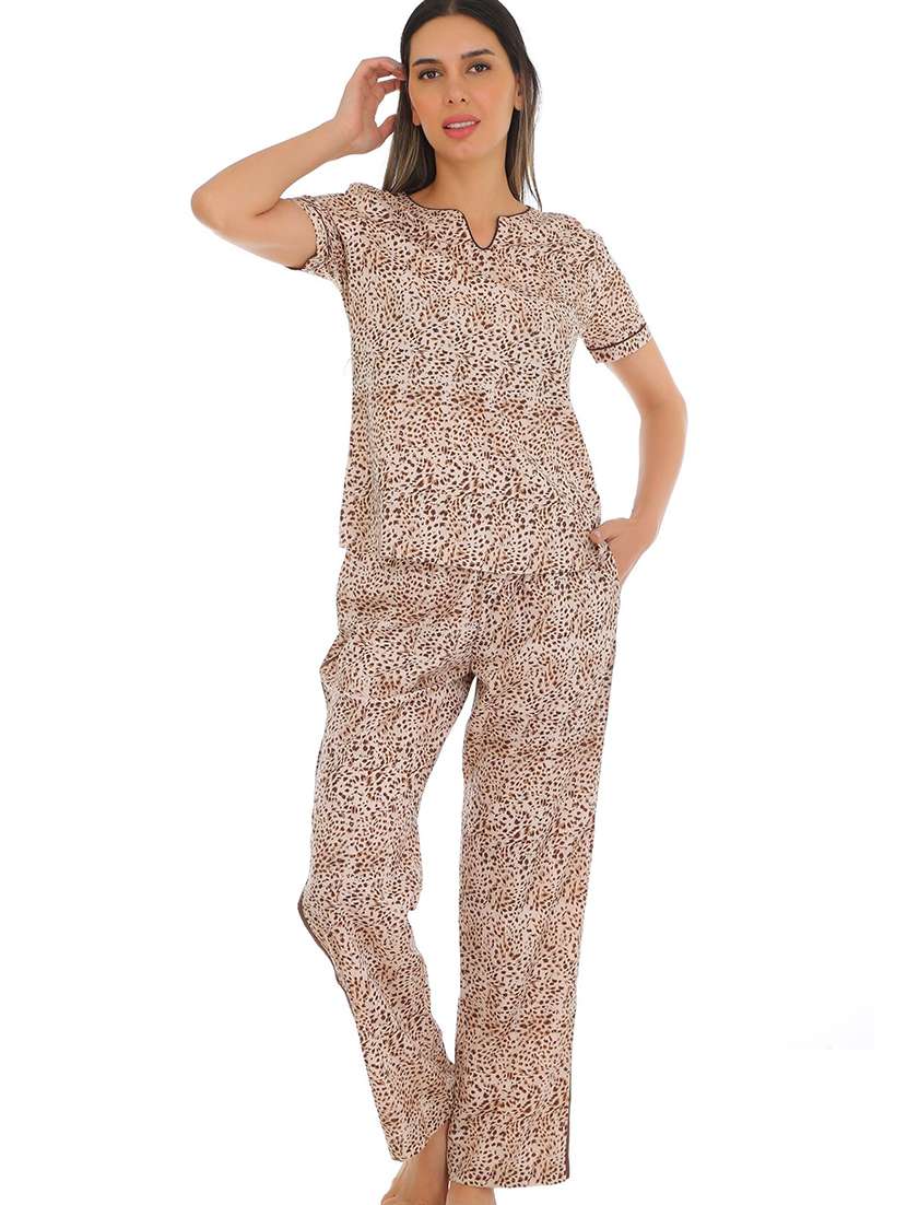 women printed nightwear pyjama set