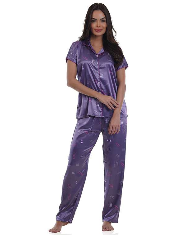 women printed short sleeve pyjama set nightwear 