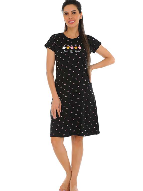 women printed short sleeve sleepshirt