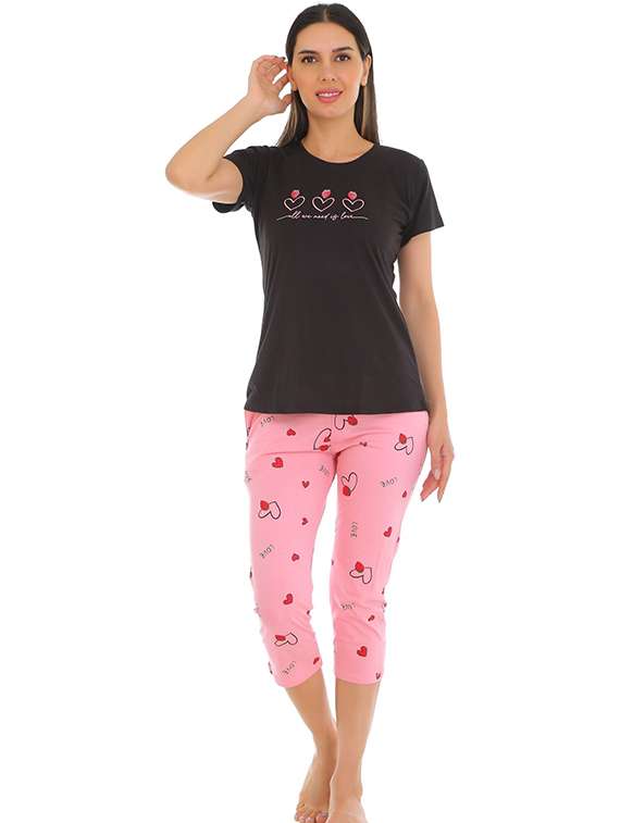 women printed nightwear capri set