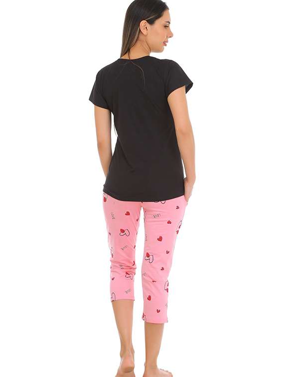 women printed nightwear capri set - 22272506 -  Standard Image - 3