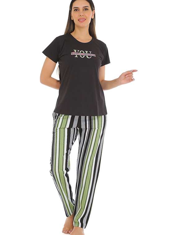 women printed nightwear pyjama set