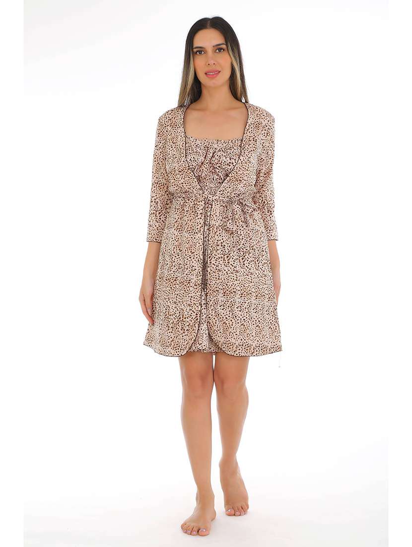 women printed long sleeve nighty