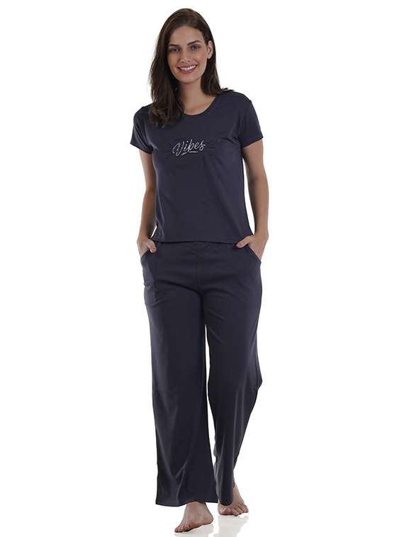 women typographic short sleeve pyjama set nightwear 