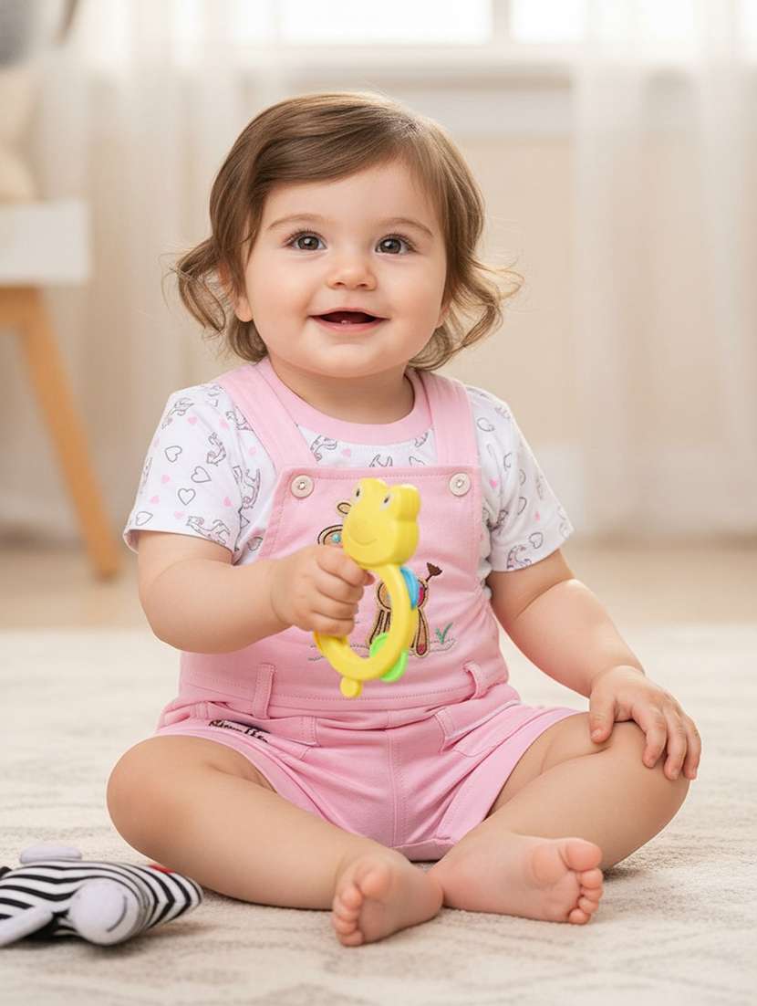 pink cotton dungarees twin sets & dungree