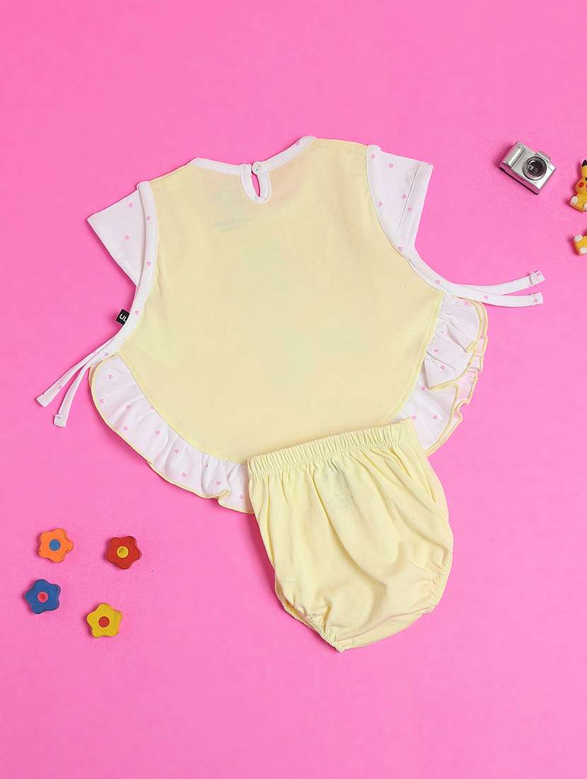 girls printed short sleeve frock with blommer - 22272623 -  Standard Image - 3