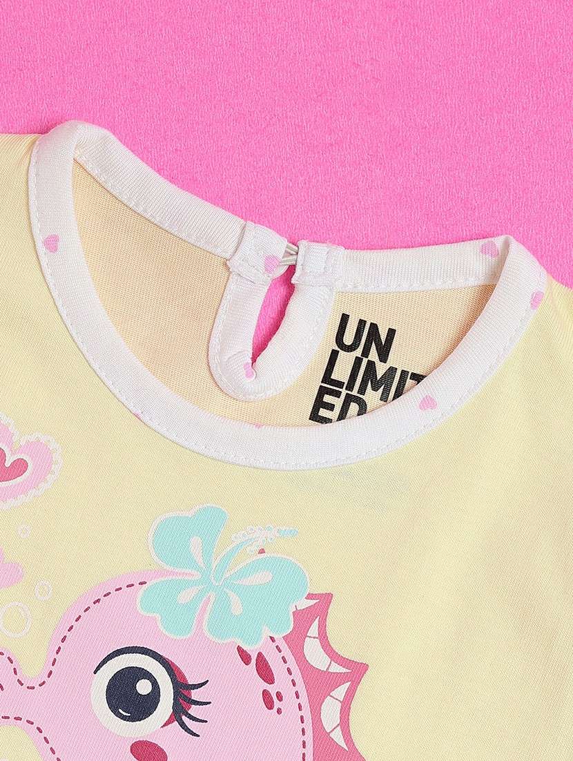 girls printed short sleeve frock with blommer - 22272623 -  Standard Image - 5