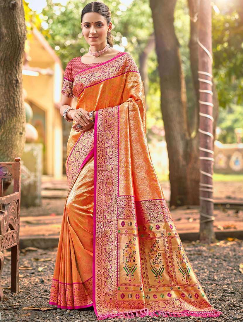 women self design kanjivaram saree with blouse