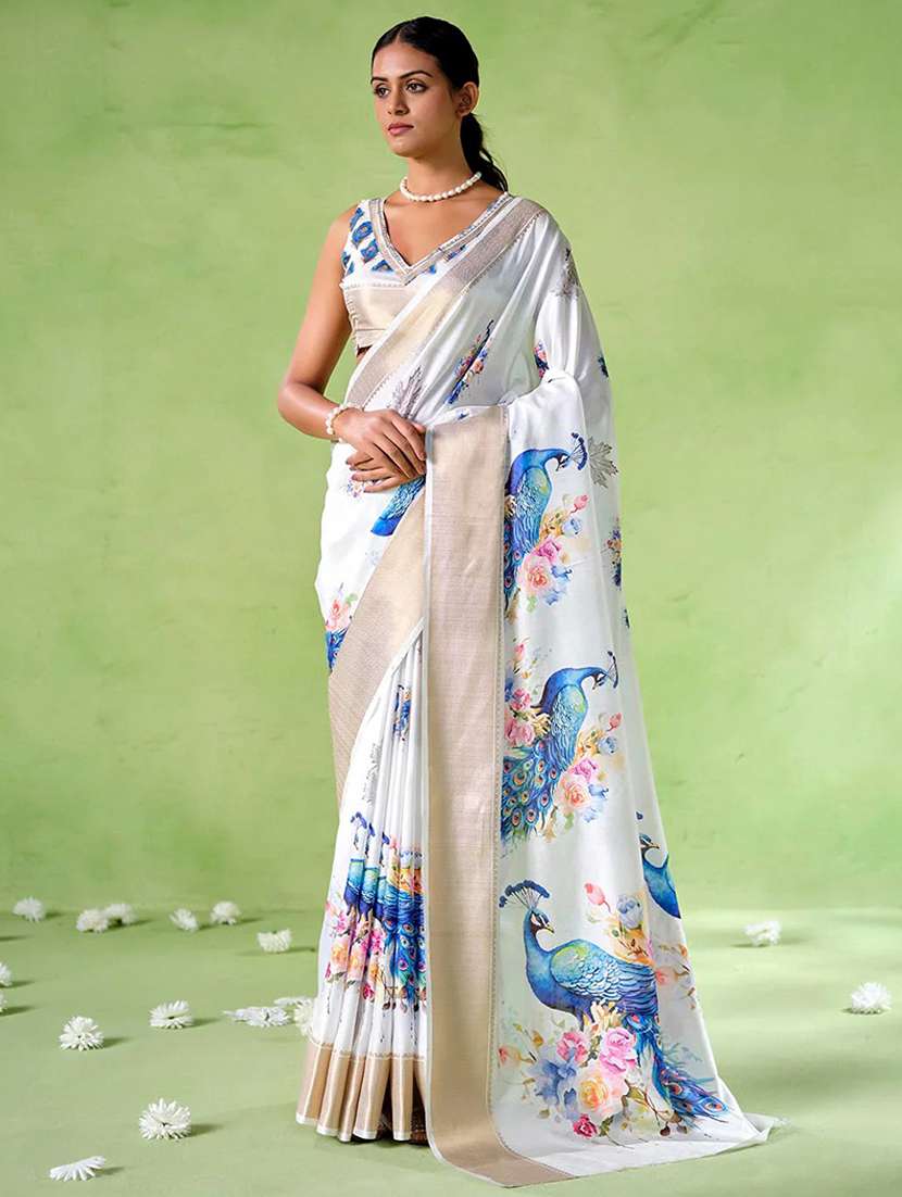 women printed casual wear saree with blouse