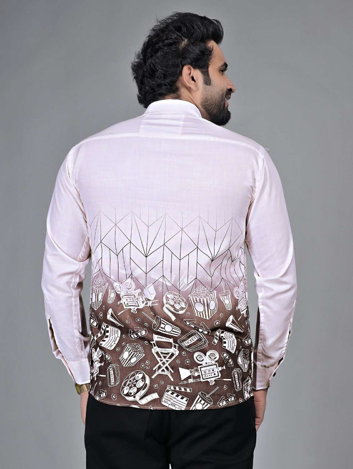 men printed long sleeve regular fit casual shirt - 22272734 -  Standard Image - 3