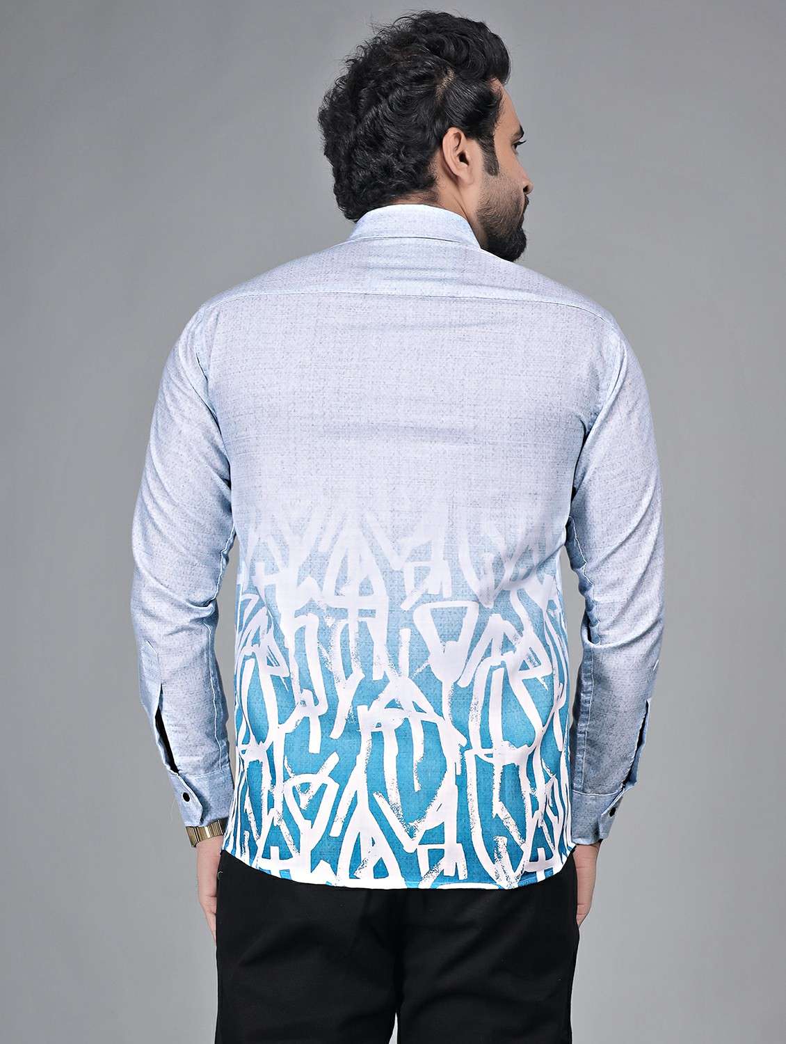 men printed long sleeve regular fit casual shirt - 22272735 -  Standard Image - 3