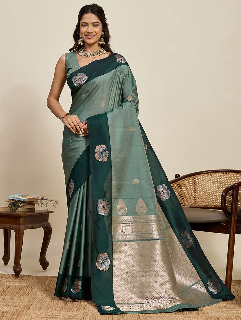 women self design banarasi saree with blouse