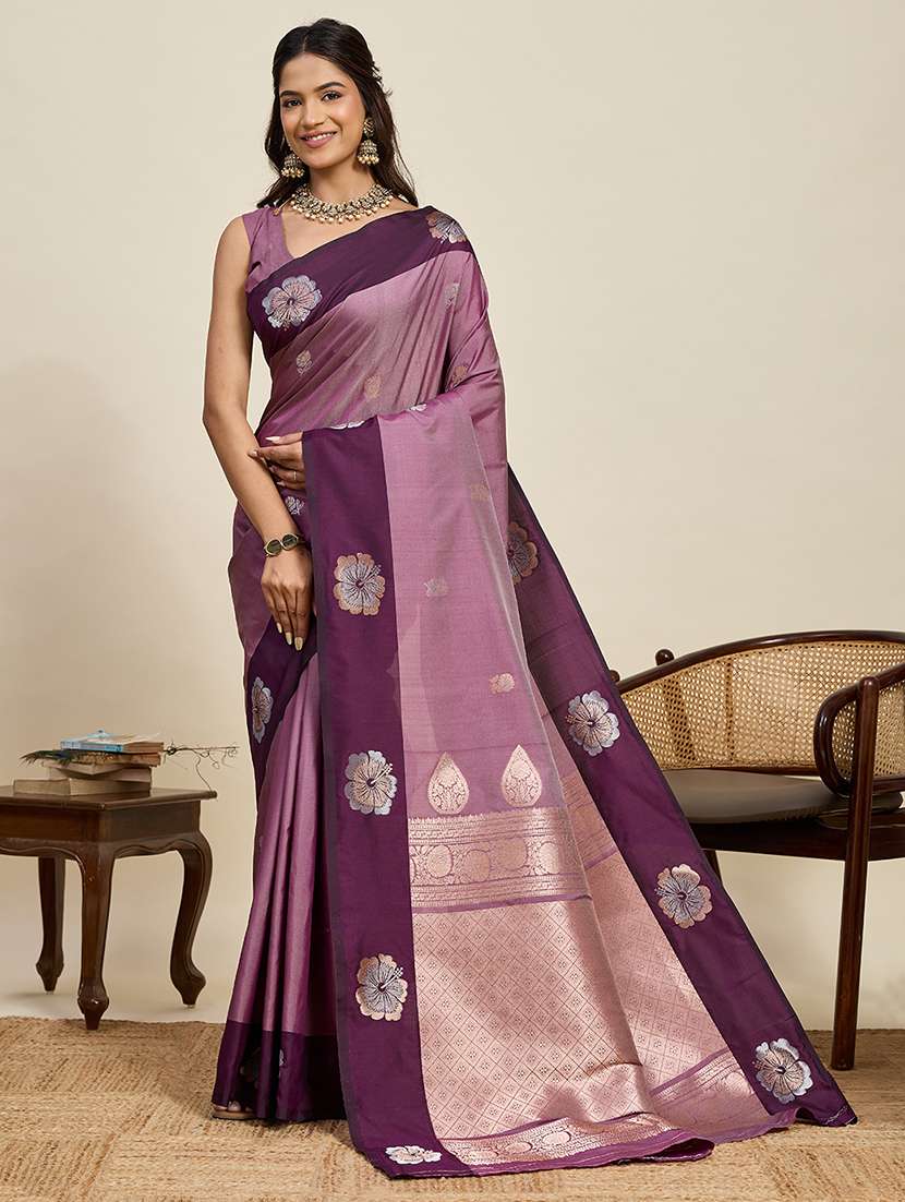 women self design banarasi saree with blouse