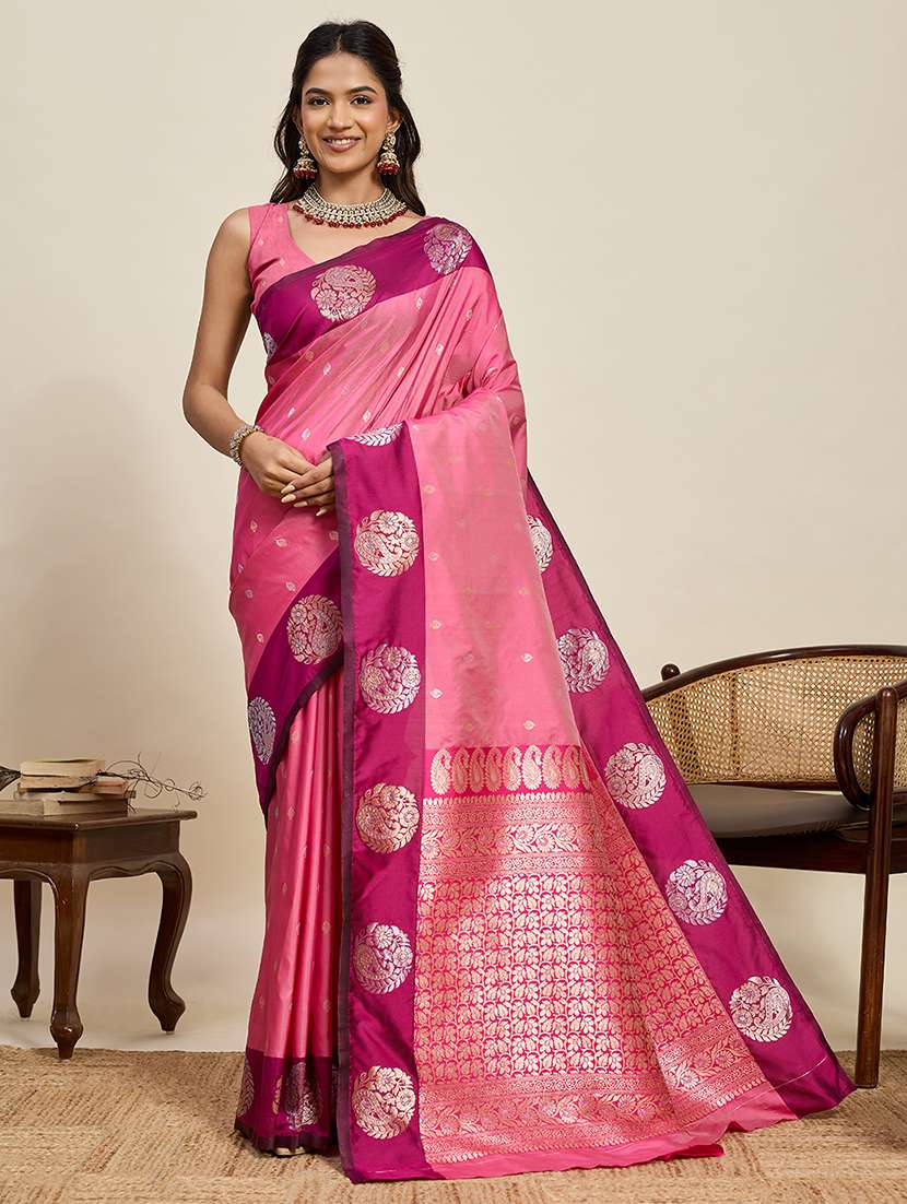 women self design banarasi saree with blouse