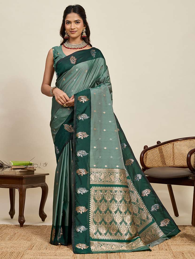 women self design banarasi saree with blouse