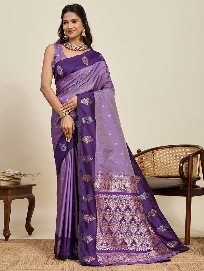 women self design banarasi saree with blouse