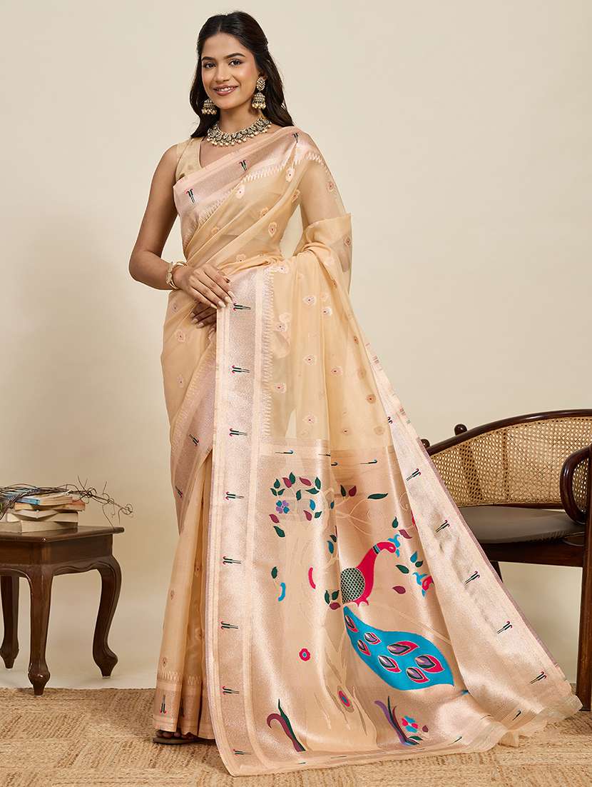 women self design paithani saree with blouse